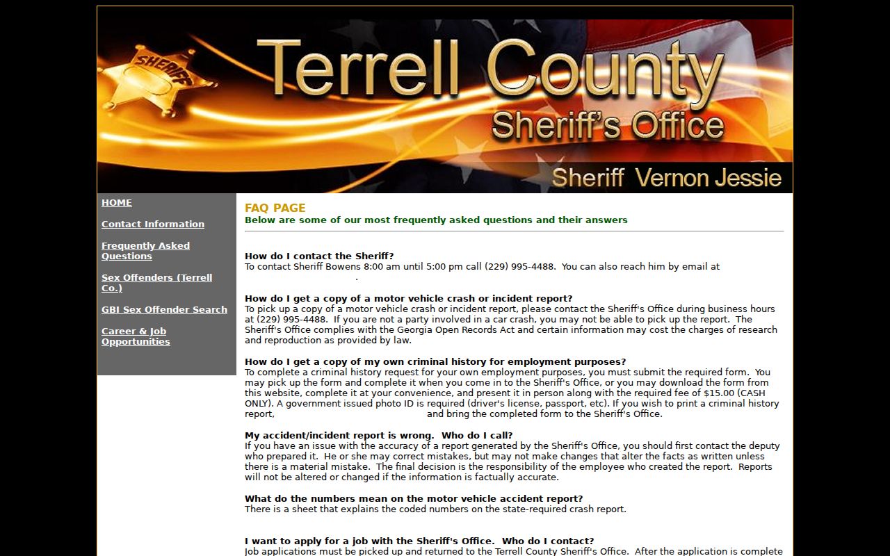 Terrell County arrest lookup jail and open records FAQ