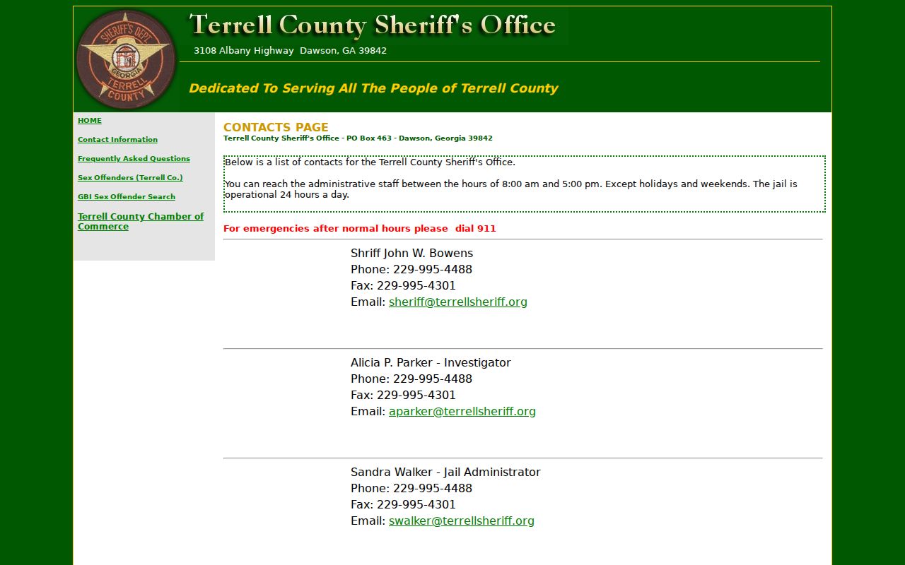 Terrell County arrest lookup sheriff and jail contacts