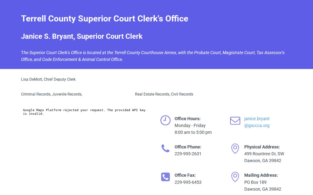 Terrell County criminal court case clerk docket information