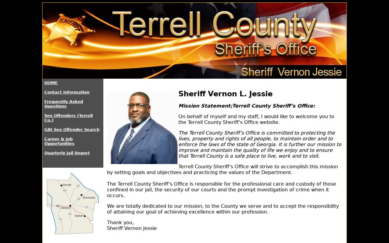 Terrell County criminal history sheriff and jail responsibilities