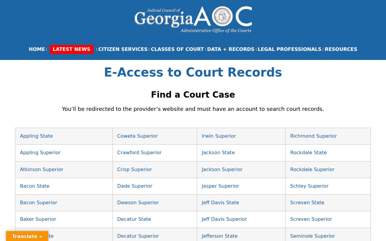 Terrell County criminal history Georgia court records access directory