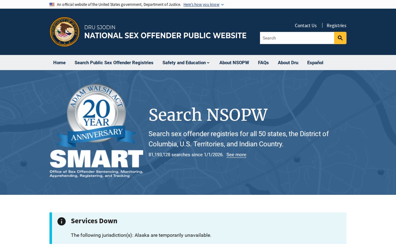 National Sex Offender Public Website used to supplement a Terrell County registry search